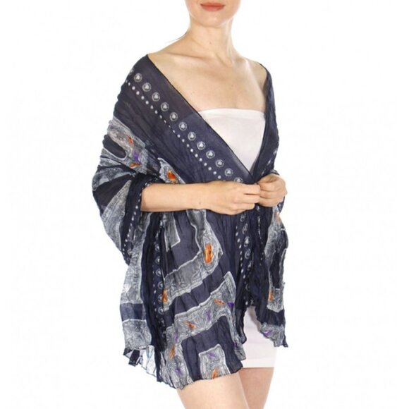NWT Jewel Print Wrinkle Scarf/Cover-Up - Picture 8 of 13